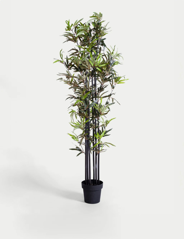  Blooming Artificial 5.5ft Artificial Black Stem Bamboo In Pot Green 