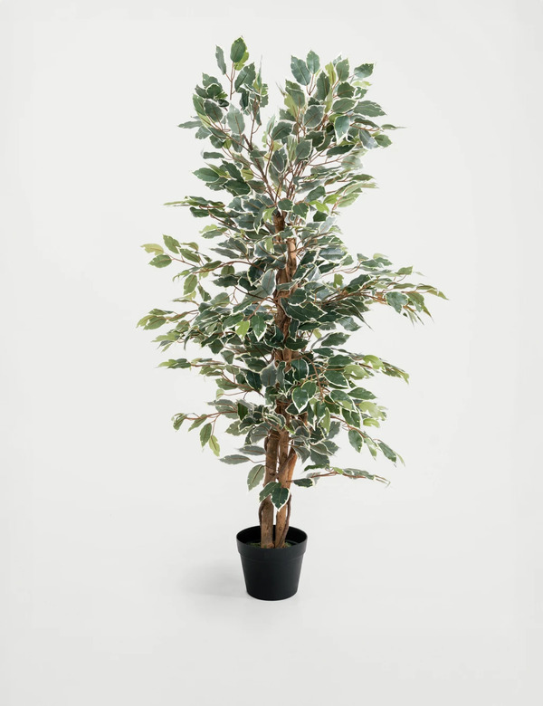  Blooming Artificial 4ft Artificial Ficus Tree In Pot Green Mix 