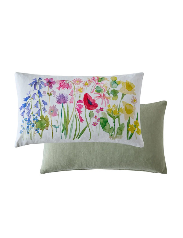  Bluebellgray Pure Cotton Floral Rectangular Cushion Multi 