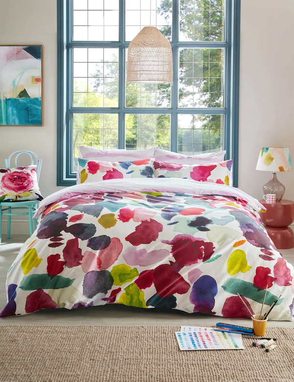  Bluebellgray Pure Cotton Sateen Abstract Bedding Set Multi 