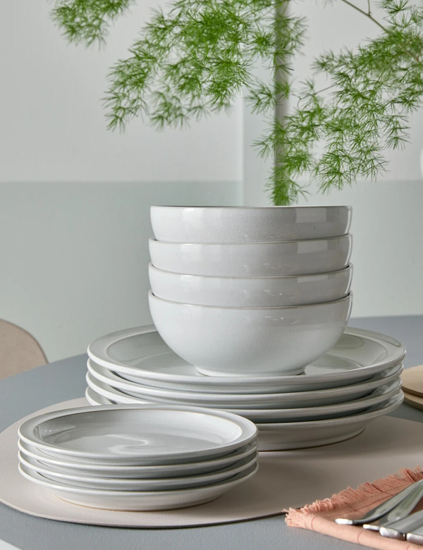  Denby 12 Piece Cotton White Dinner Set White 