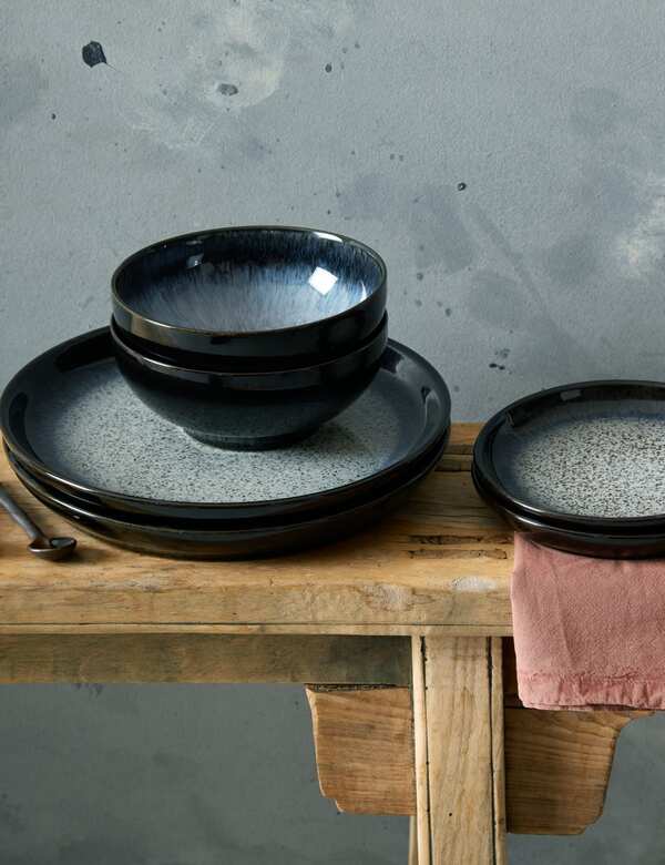  Denby 12 Piece Halo Dinner Set Dark Blue 