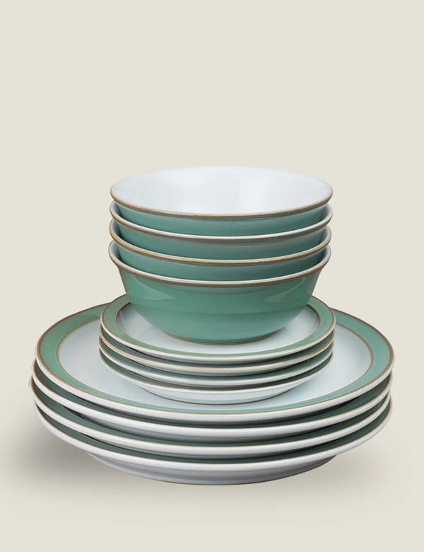  Denby 12 Piece Regency Green Dinner Set Green Mix 