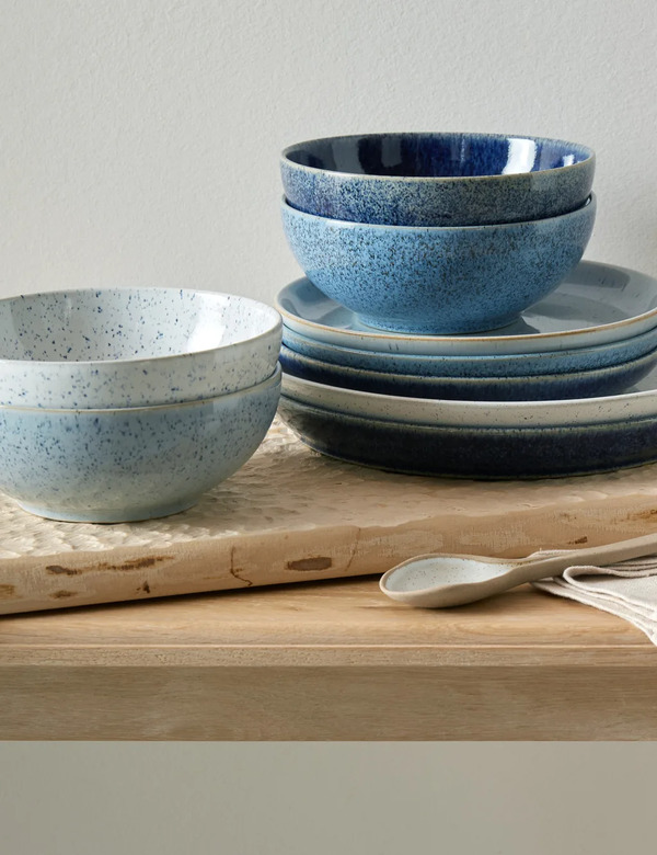  Denby 12 Piece Studio Blue Dinner Set Blue Mix 