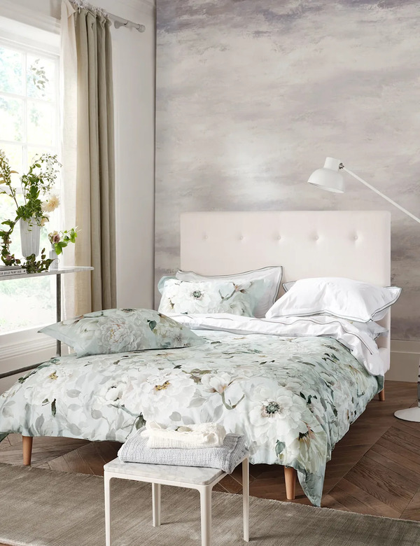  Designers Guild Fleur Blanche Pure Cotton Sateen Bedding Set Grey Mix 
