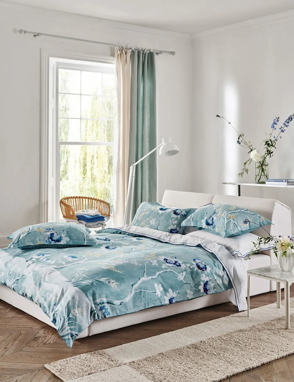  Designers Guild Manohari Pure Cotton Sateen Bedding Set Blue Mix 