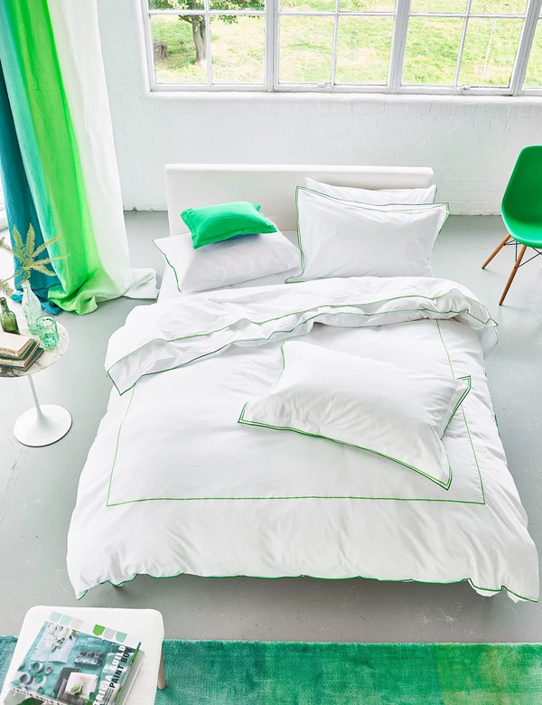  Designers Guild 2 Pack Pure Cotton Astor Pillowcases Green Mix 