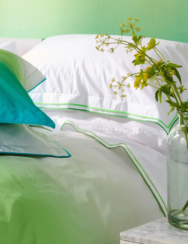  Designers Guild Pure Cotton 400 Thread Count Flat Sheet Green Mix 