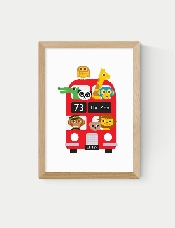  East End Prints London Bus Zoo Framed Art Natural 