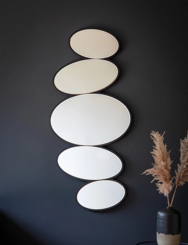  Gallery Direct Anderson Pebble Stack Extra Large Wall Mirror Black 