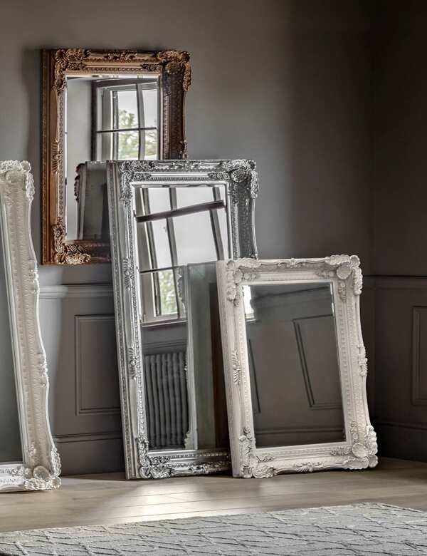  Gallery Direct Carved Louis Extra Large Wall Mirror Cream 