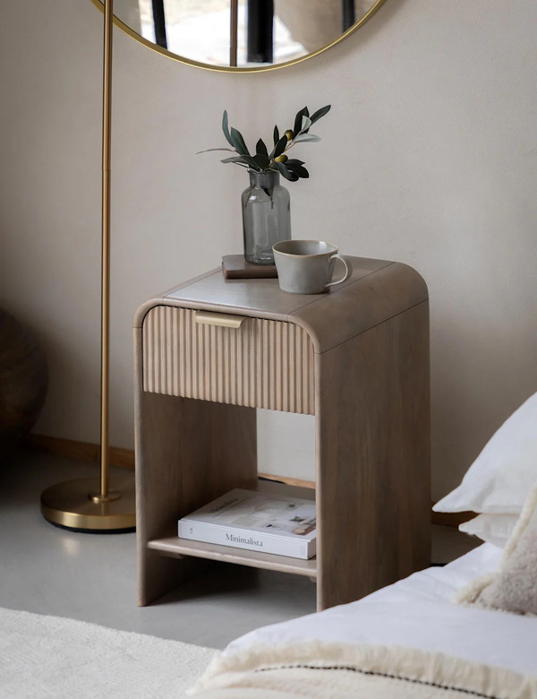 Gallery Direct Colonna 1 Drawer Bedside Table Grey Mix 