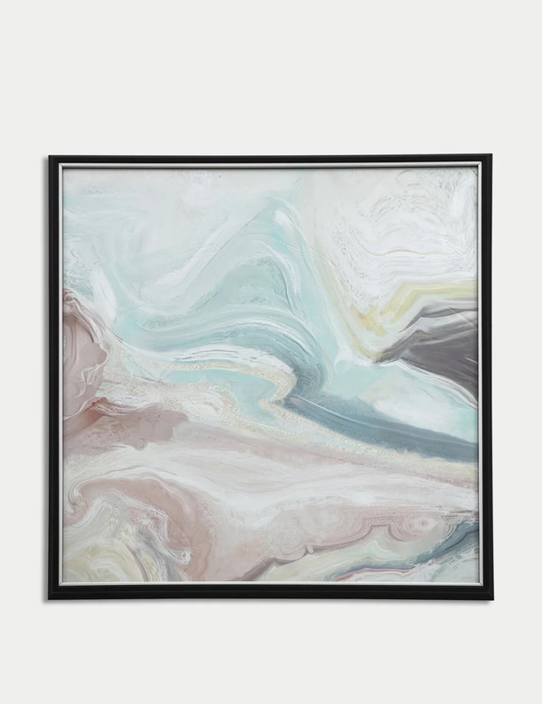  Gallery Direct Crystal Fluid Abstract Square Framed Art Natural 