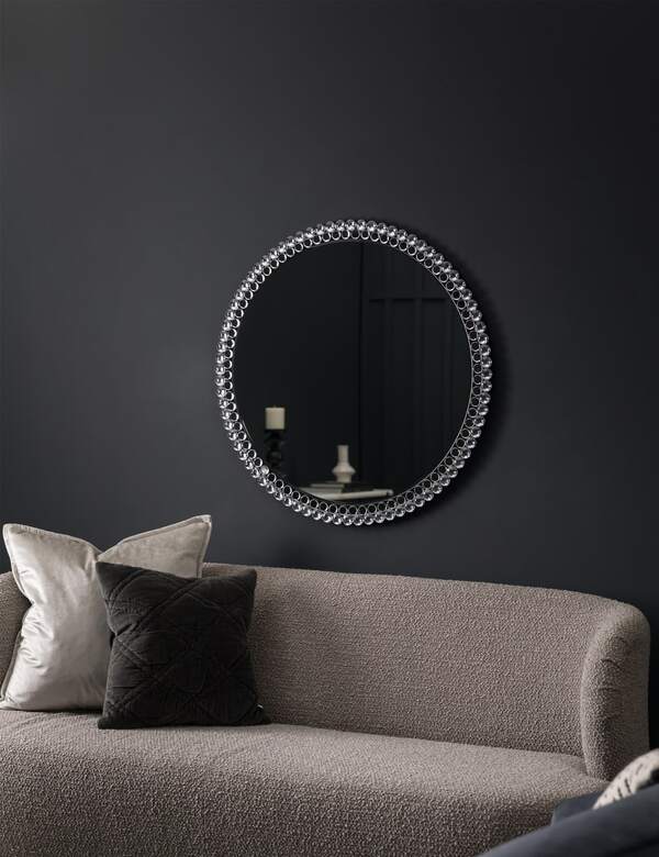  Gallery Direct Fallon Large Round Wall Mirror Silver 