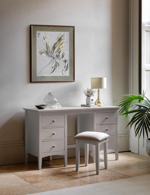  Gallery Direct Hastings Grey Dressing Table & Stool Grey 
