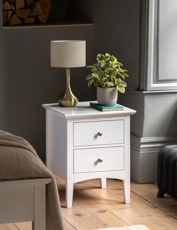  Gallery Direct Hastings White 2 Drawer Bedside Table Soft White 