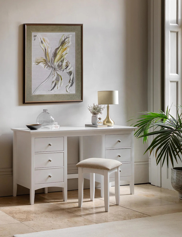  Gallery Direct Hastings White Dressing Table & Stool Soft White 