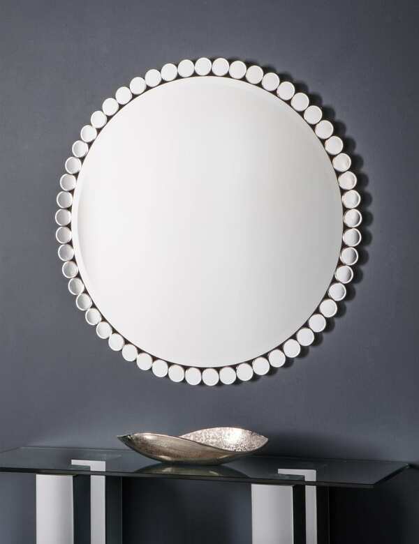  Gallery Direct Linz Large Round Wall Mirror Silver 