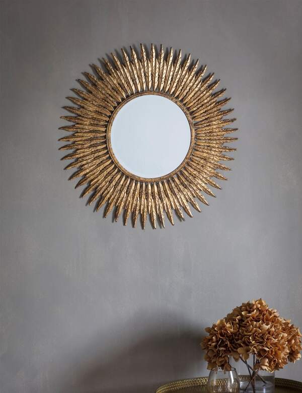  Gallery Direct Quill Small Round Wall Mirror Gold 