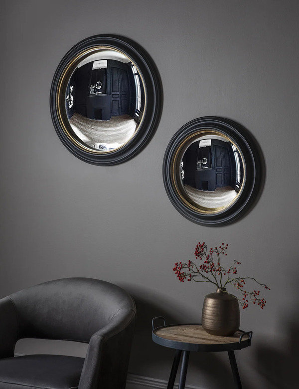  Gallery Direct Rockbourne Convex Round Wall Mirror Black 