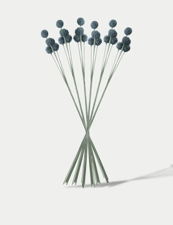  Gallery Direct Set Of 12 Artificial Echinops Single Stems Blue 
