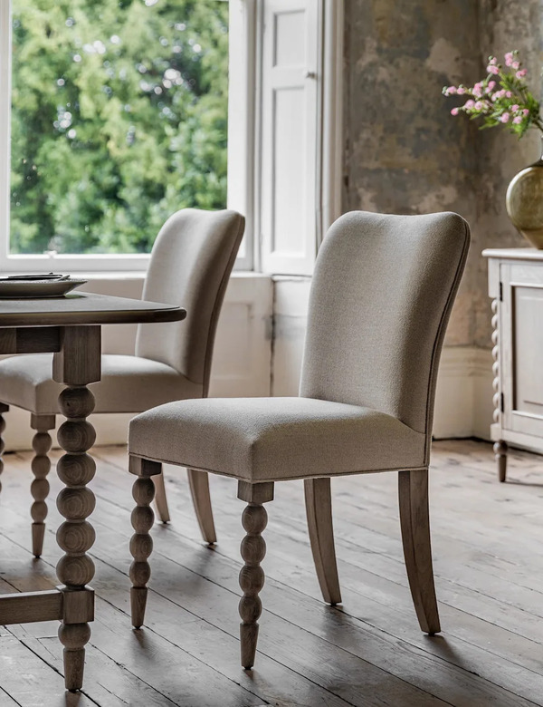  Gallery Direct Set Of 2 Artisan Fabric Dining Chairs Natural 