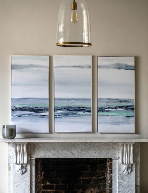  Gallery Direct Set Of 3 Clouded View Framed Canvas Blue 
