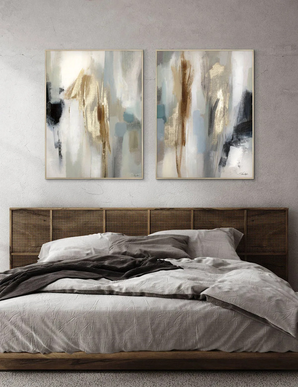  Gallery Direct Set Of 2 Inspired Framed Canvas Grey Mix 