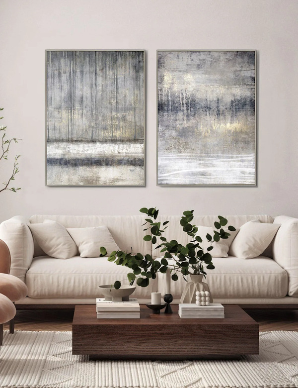  Gallery Direct Set Of 2 Torrent Framed Canvas Grey 