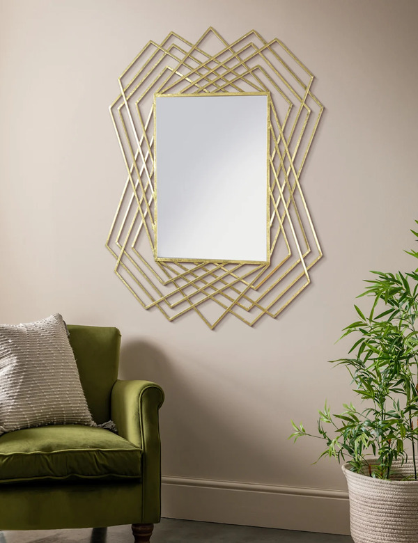  Gallery Direct Specter Extra Large Rectangular Wall Mirror Gold 