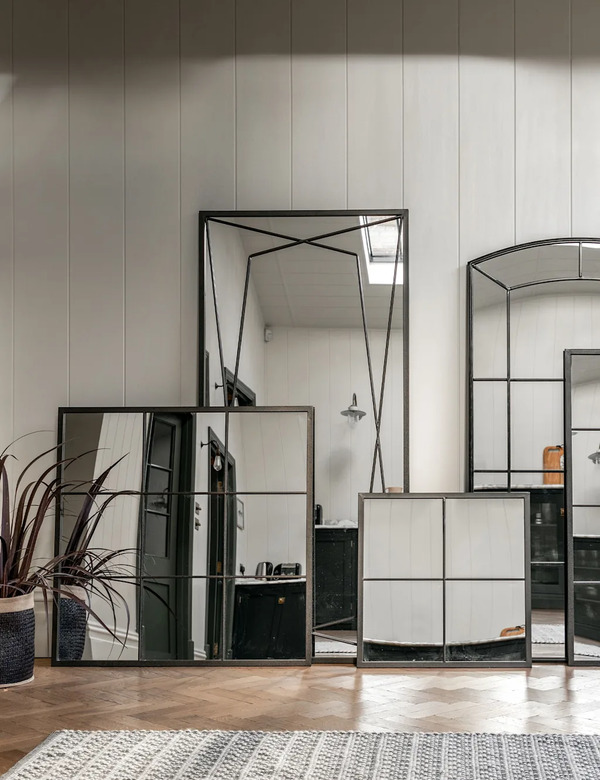 Gallery Direct Wainscott Extra Large Rectangular Mirror Black 
