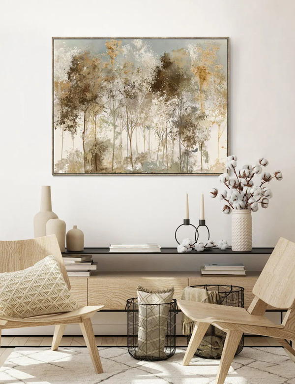 Gallery Home Copper Frost Rectangle Framed Canvas Gold 