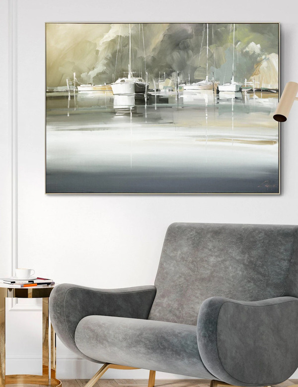  Gallery Home Marina Morning Rectangle Framed Art Grey Mix 