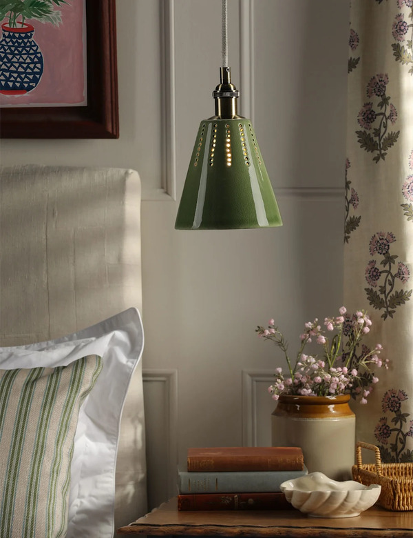  Joules Home Lighting Allington Ceramic Pendant Light Green Mix 