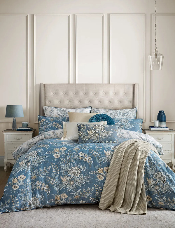  Laura Ashley Floral Marlbrook Reversible Bedding Set Blue Mix 