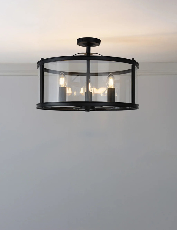  Laura Ashley Harrington 3 Light Semi Flush Ceiling Light Black 