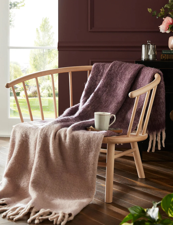  Laura Ashley Home Bronwen Throw With Wool Purple Mix 