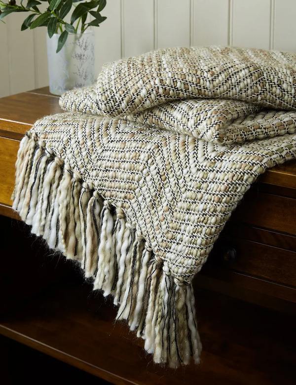  Laura Ashley Home Cotton Blend Liberton Throw Natural 