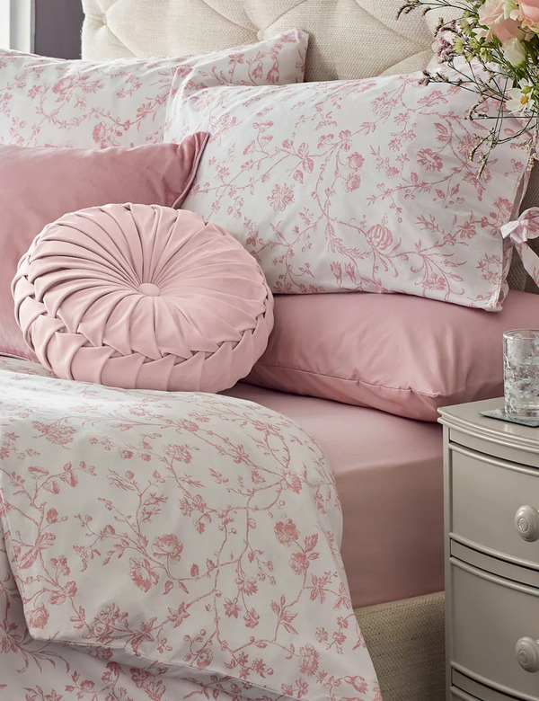  Laura Ashley Pure Cotton Aria Bedding Set Blush 