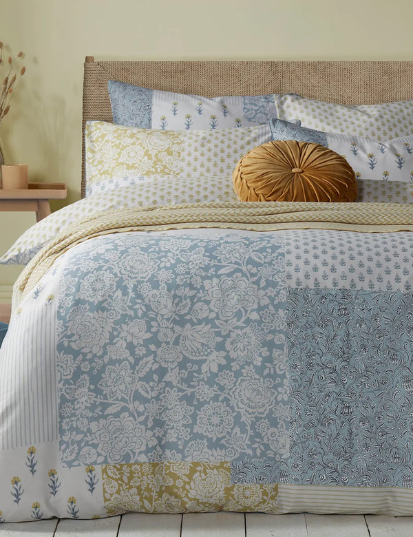  Laura Ashley Pure Cotton Laurissa Patchwork Bedding Set Blue Mix 