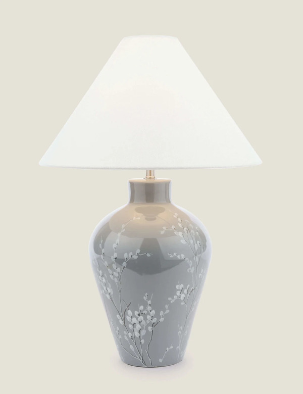 Laura Ashley Pussywillow Ceramic Table Lamp Grey 