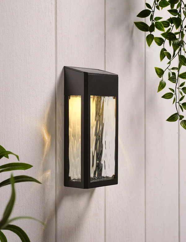  Lights4fun Crackle Solar Wall Light Black 