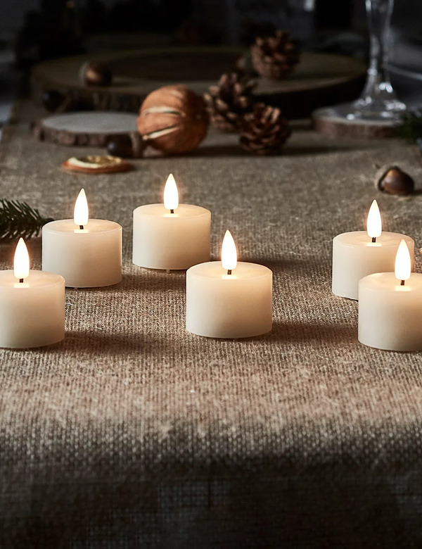  Lights4fun Set Of 6 Truglow® Led Mini Votive Candles Ivory 