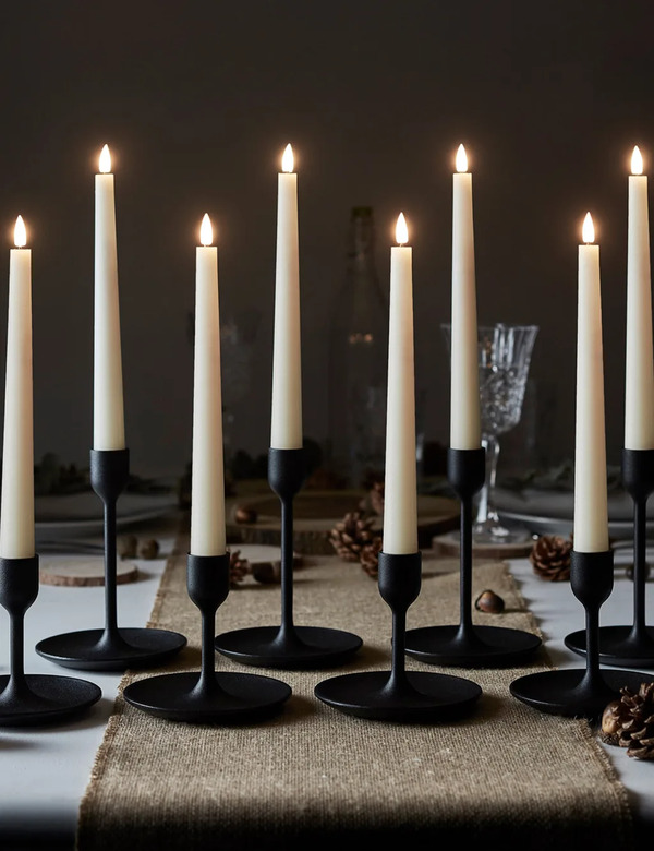 Lights4fun Set Of 8 Truglow® Taper Led Candles Ivory 