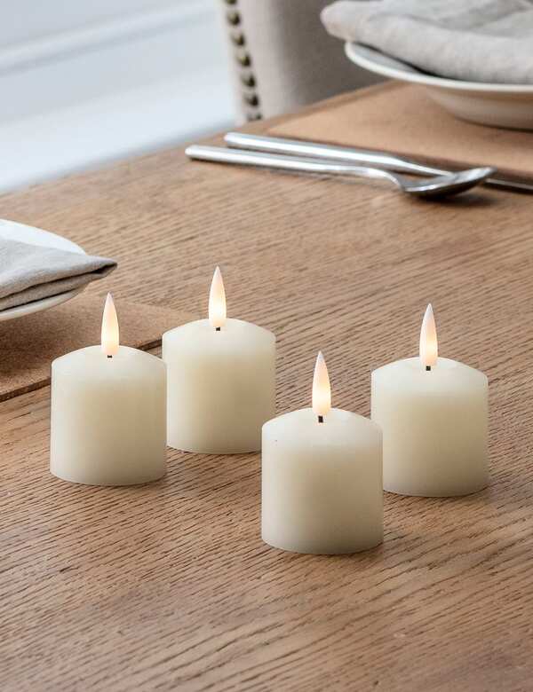  Lights4fun Set Of 4 Truglow® Votive Led Candles Ivory 