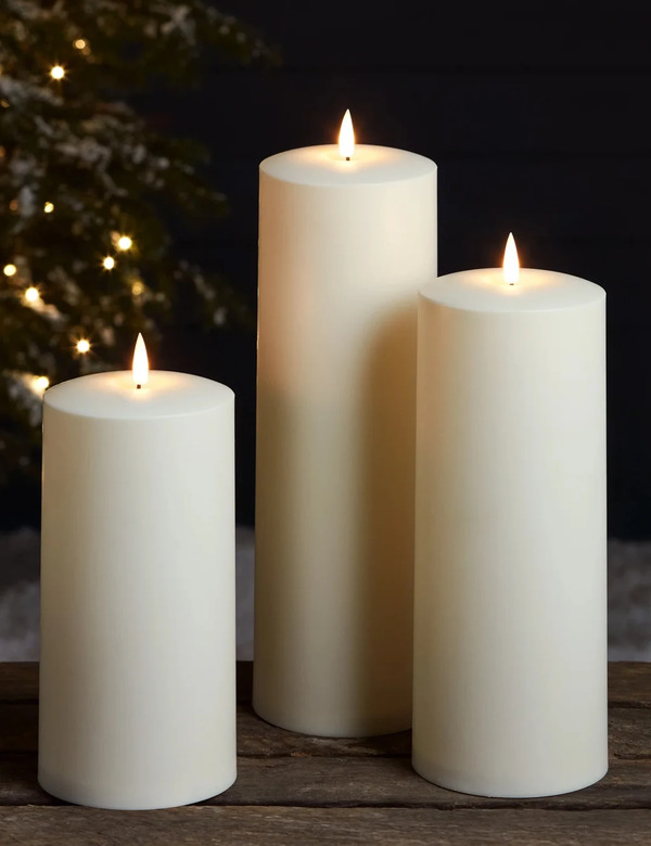  Lights4fun Set Of 3 Truglow® Waterproof Outdoor Candles Ivory 