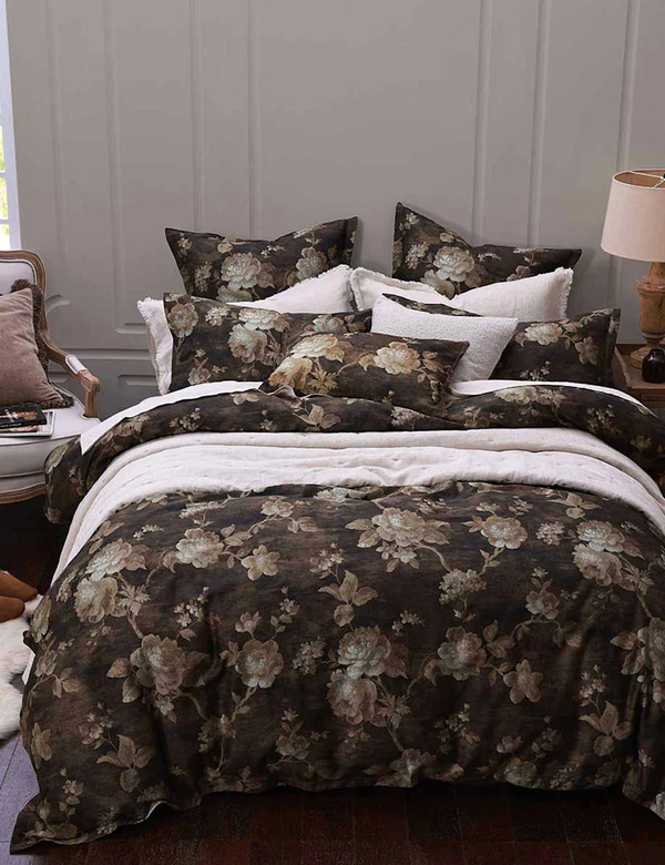  Mm Linen Pure Cotton Desdemona Reversible Bedding Set Brown Mix 