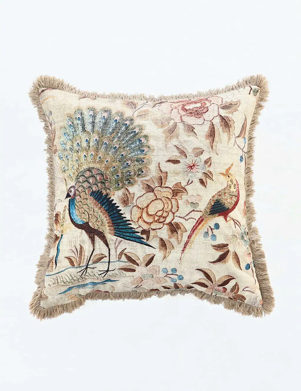  Mm Linen Pure Cotton Milan Fringed Cushion Multi 
