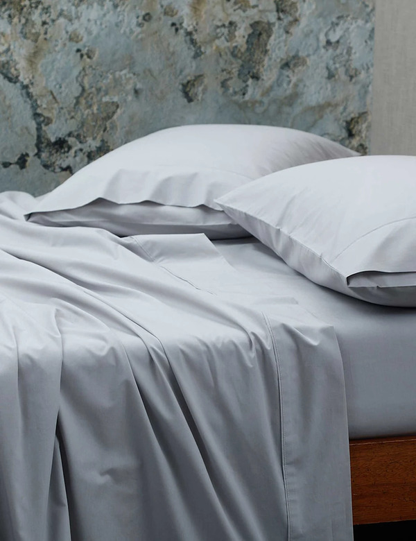  Mm Linen Pure Cotton 200 Thread Count Fitted Sheet & Pillowcase Set Light Grey 