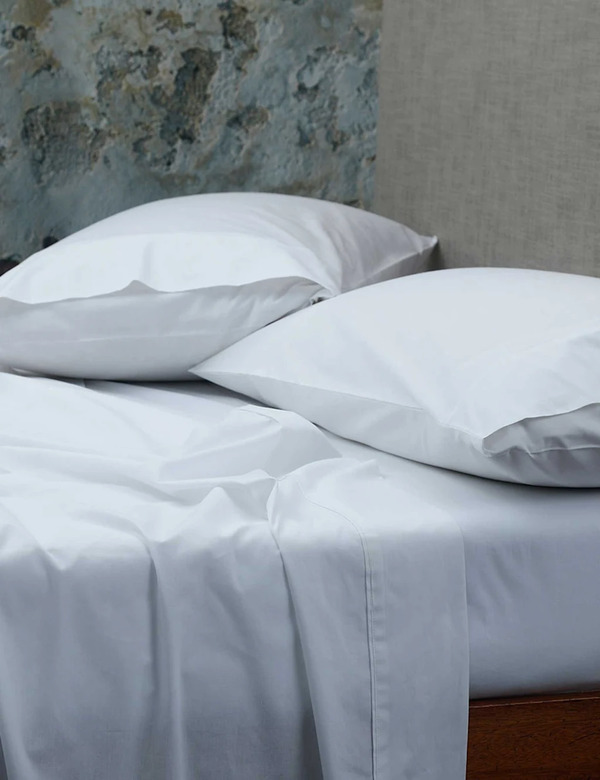  Mm Linen Pure Cotton 200 Thread Count Fitted Sheet & Pillowcase Set White 